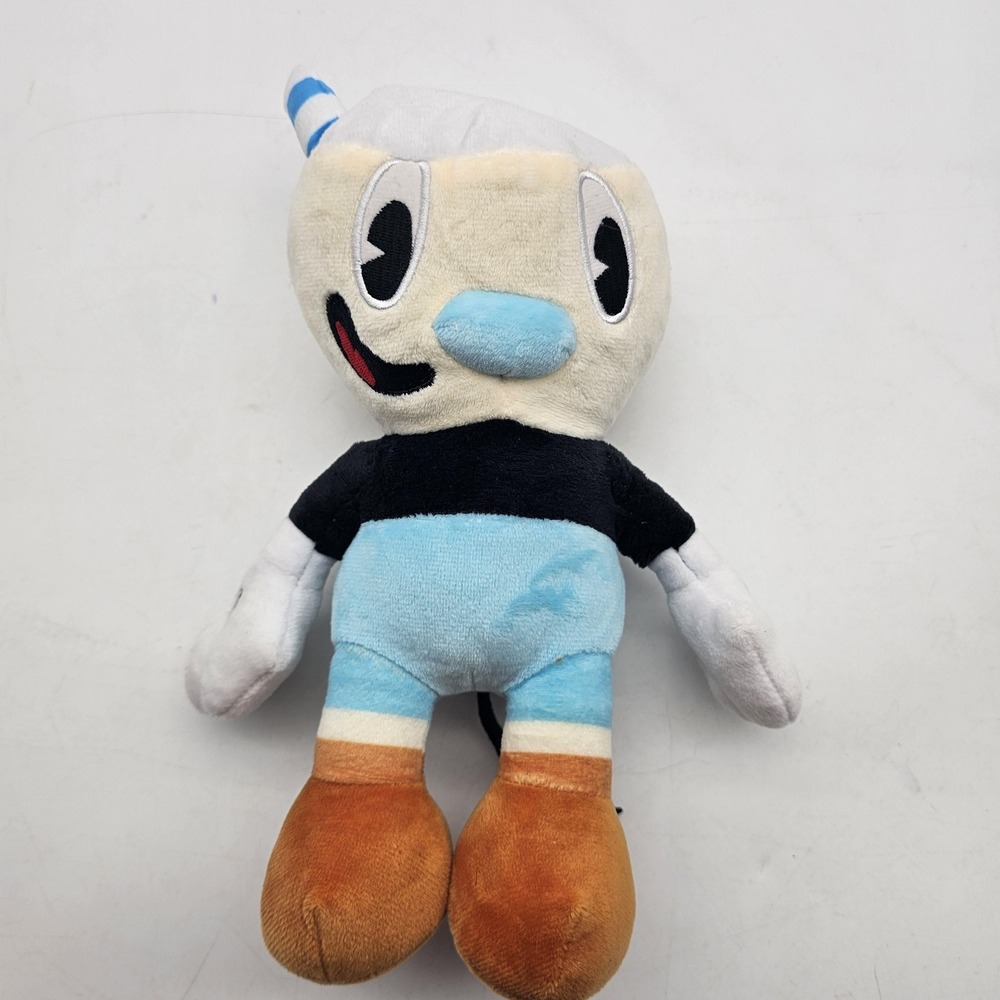 Cuphead Mugman‎ Plush Stuffed Toy Small Blue Shorts Brown Shoes Figure Cute